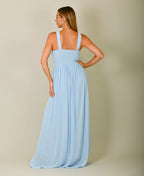 Diamante Neck Chiffon Maxi Dress Aqua