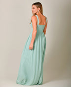 Diamante Neck Chiffon Maxi Dress Sage Green