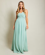 Strappy Crochet Back Chiffon Maxi Dress Sage Green