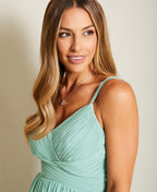 Strappy Crochet Back Chiffon Maxi Dress Sage Green