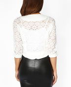 3/4 Sleeve Lace Back Shrug Cream