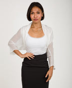 Ruched Back Chiffon Shrug Cream