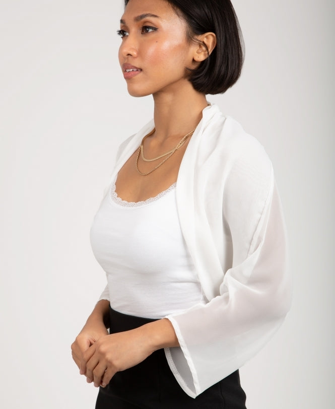 Ruched Back Chiffon Shrug Cream