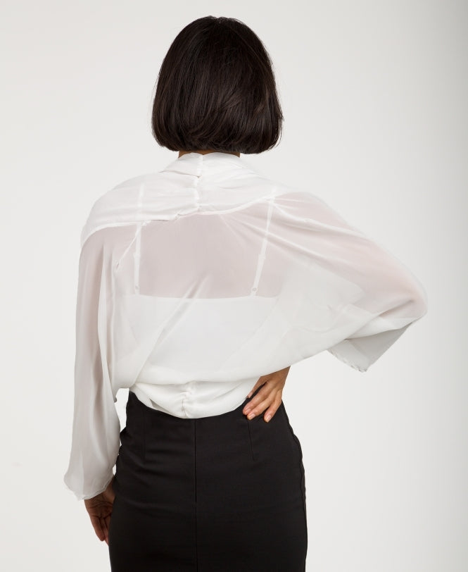 Ruched Back Chiffon Shrug Cream
