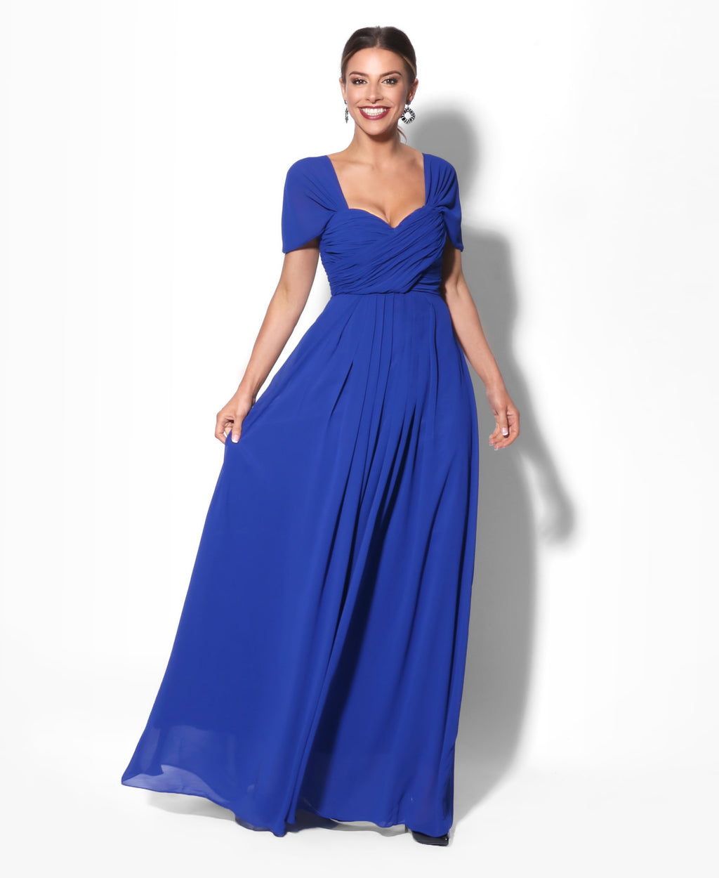 Cap Sleeve Off Shoulder Bridesmaid Dress Royal Blue