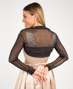 Ruched Long Sleeve Mesh Shrug Multicolour (Glitter)