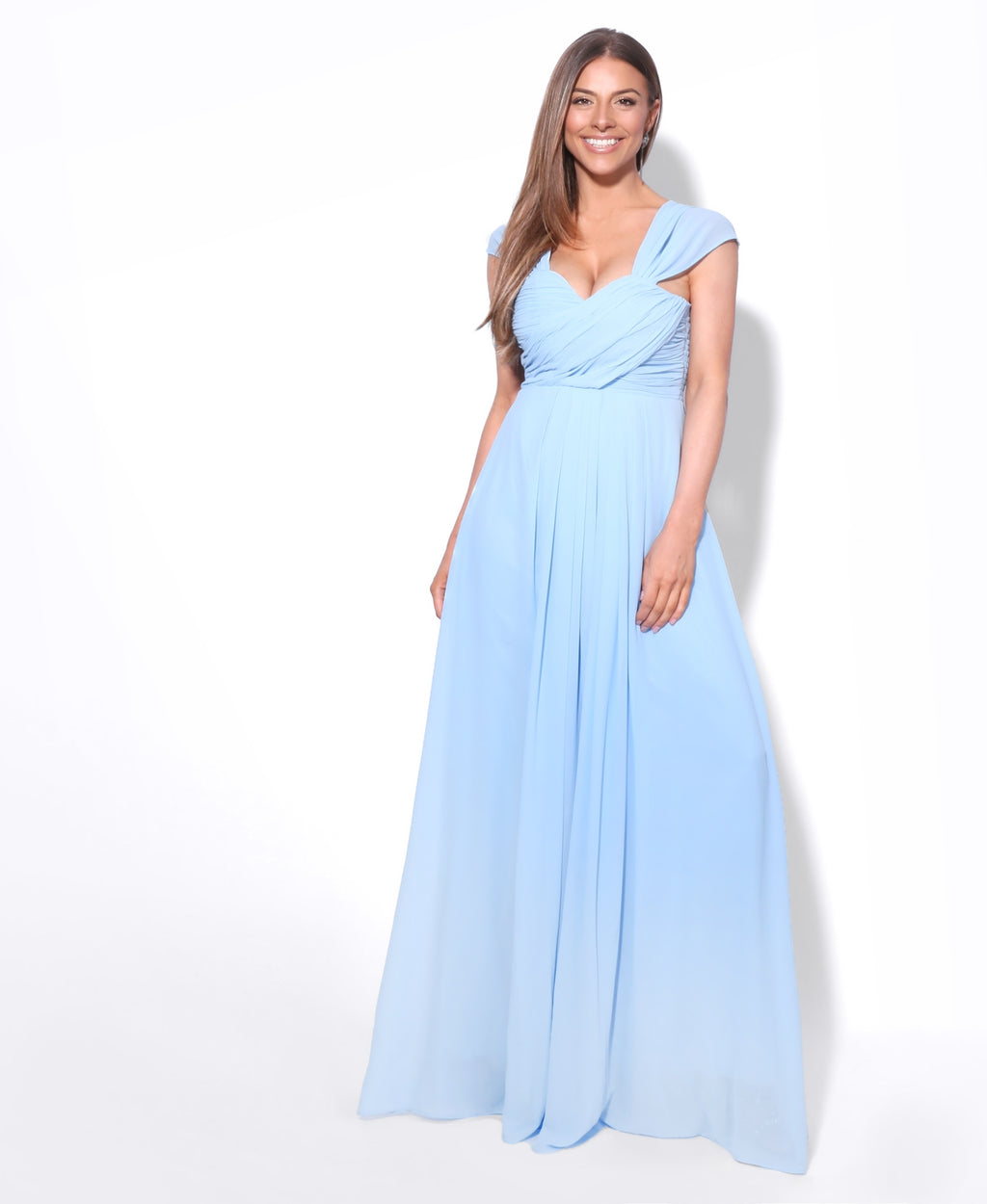 Cap Sleeve Off Shoulder Bridesmaid Dress Aqua