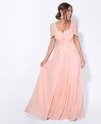 Cap Sleeve Off Shoulder Bridesmaid Dress Pink