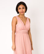 V-Neck Occasion Mesh Maxi Dress Dusty Pink
