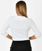 Cropped Open Party Shrug Ivory