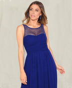 Gem & Mesh Front Chiffon Maxi Dress Royal Blue