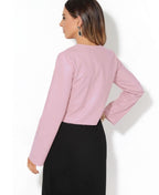 PU Cropped Open Style Jacket Pink