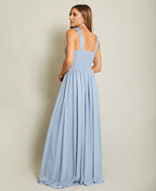 Flower Shoulder Chiffon Maxi Dress Dusty Blue