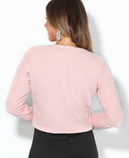 Cropped BouclÃ© Cardigan Pink