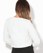 Cropped BouclÃ© Cardigan White