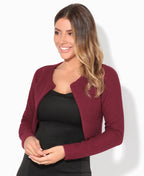 Cropped BouclÃ© Cardigan Wine