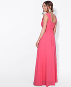 Cap Sleeve Off Shoulder Bridesmaid Dress Coral