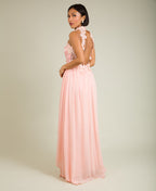Lace Halterneck Maxi Dress Pink