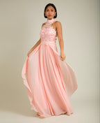 Lace Halterneck Maxi Dress Pink