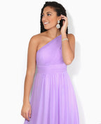 One Shoulder Chiffon Maxi Bridesmaid Dress Lilac