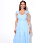 Cap Sleeve Off Shoulder Bridesmaid Dress Aqua