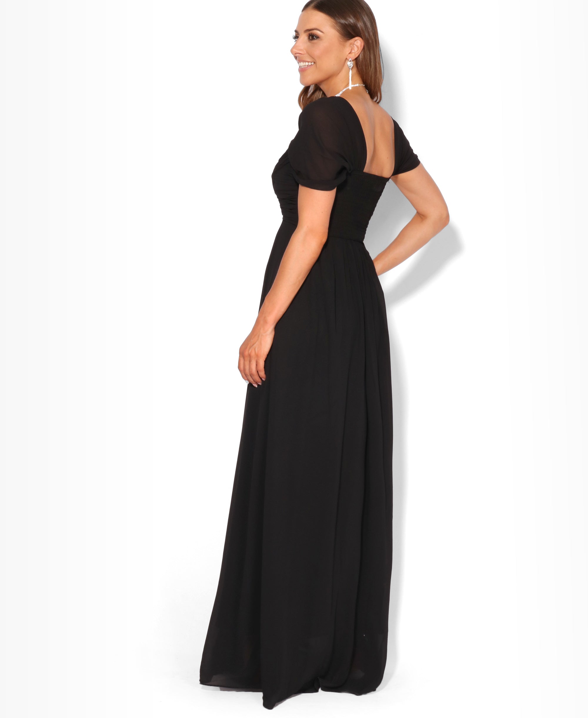 Cap Sleeve Off Shoulder Bridesmaid Dress Black