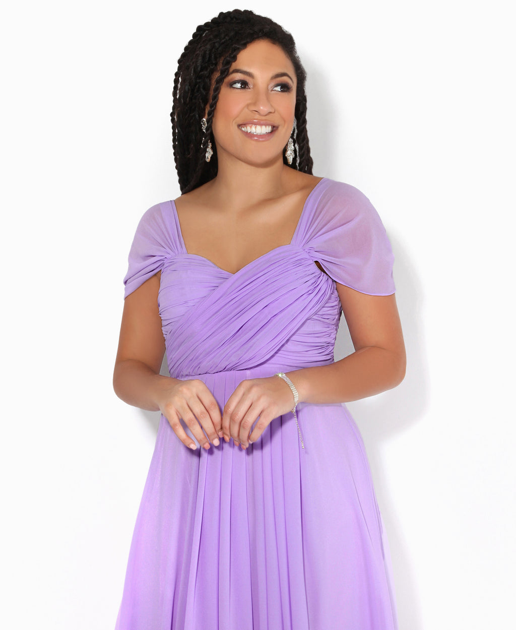 Cap Sleeve Off Shoulder Bridesmaid Dress Lilac