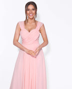 Cap Sleeve Off Shoulder Bridesmaid Dress Pink