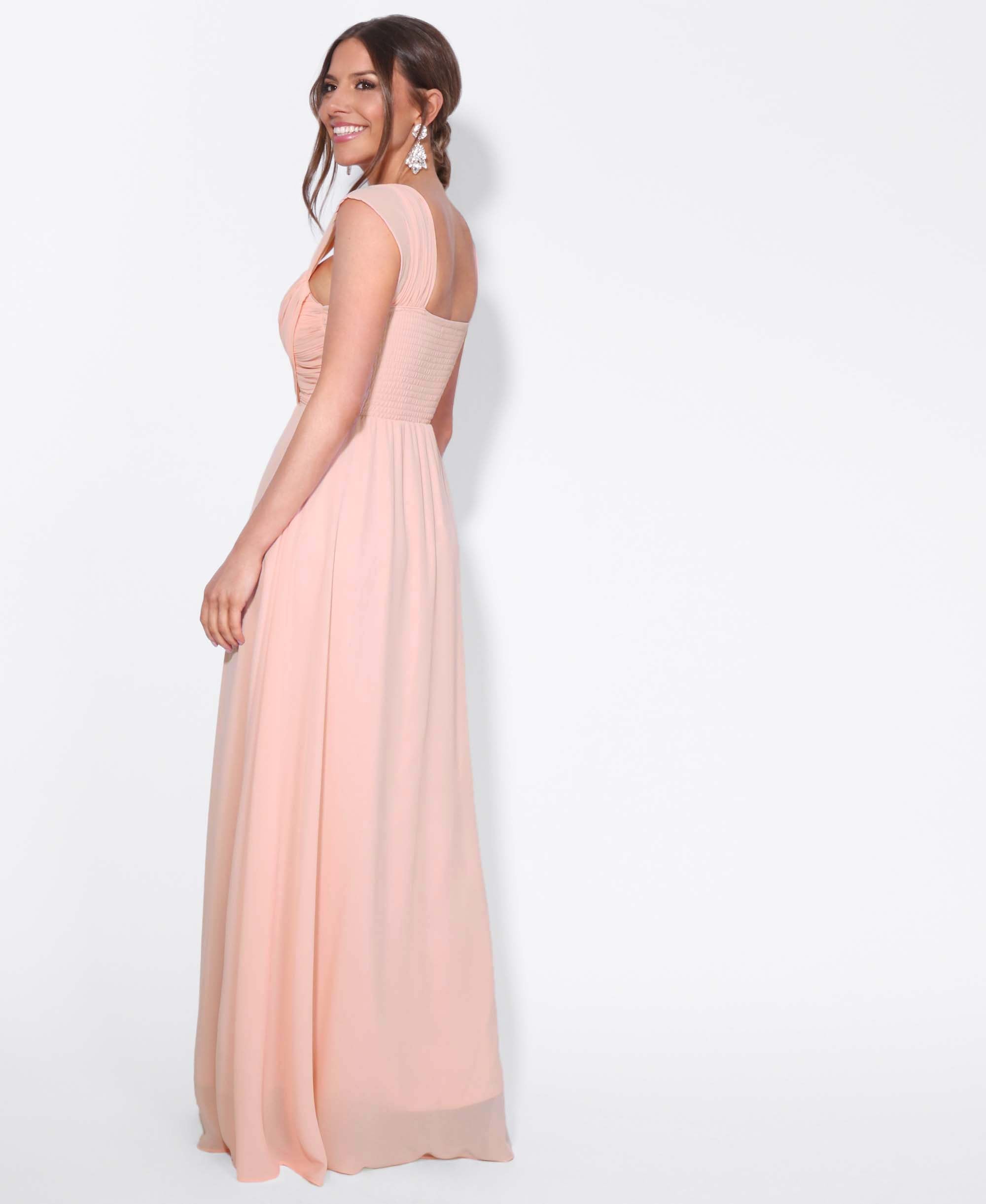 Cap Sleeve Off Shoulder Bridesmaid Dress Pink