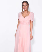 Cap Sleeve Off Shoulder Bridesmaid Dress Pink