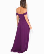Cap Sleeve Off Shoulder Bridesmaid Dress Purple