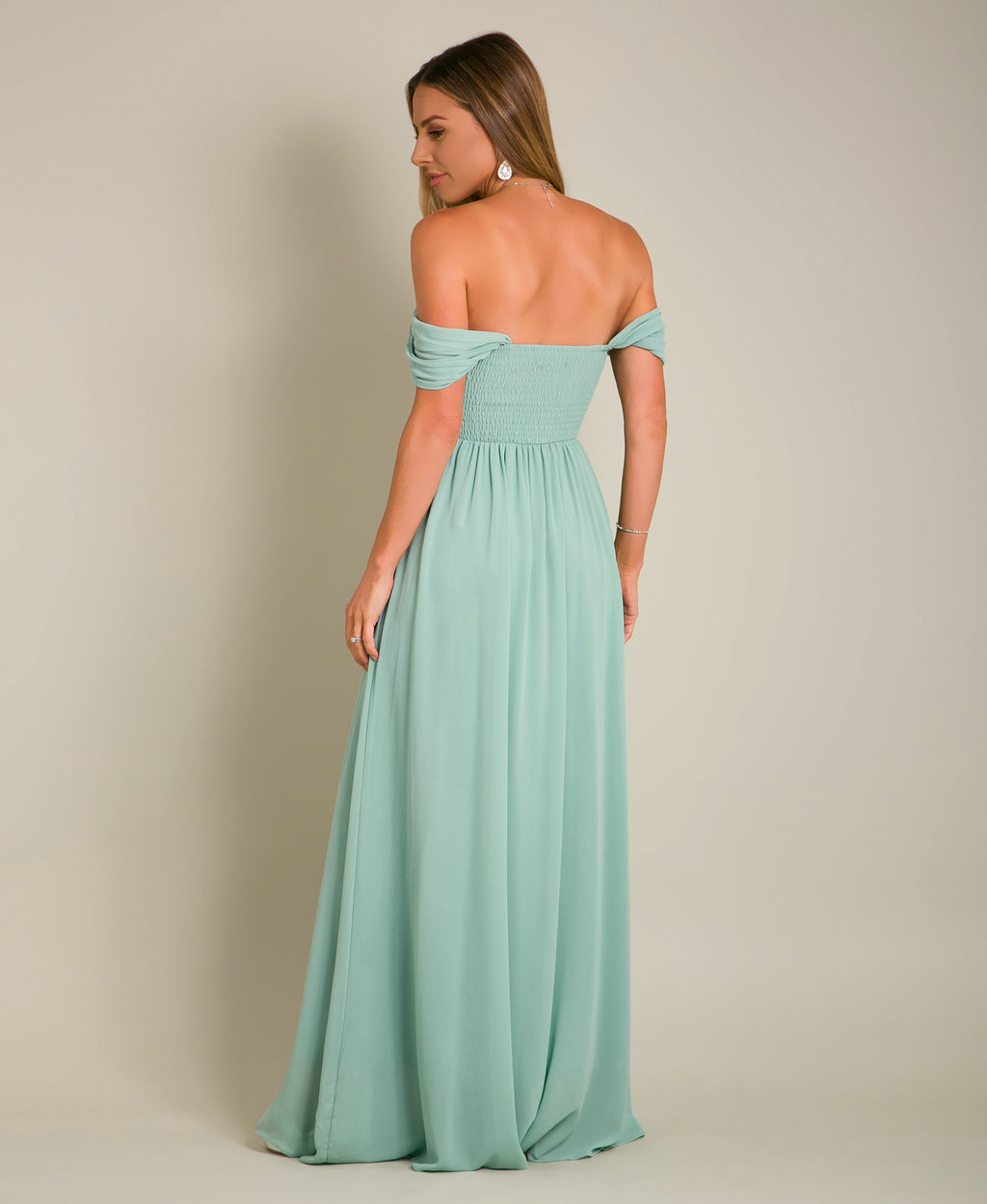 Cap Sleeve Off Shoulder Bridesmaid Dress Sage Green