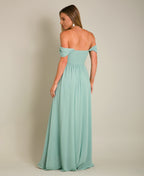 Cap Sleeve Off Shoulder Bridesmaid Dress Sage Green
