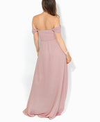 Cap Sleeve Off Shoulder Bridesmaid Dress Taupe