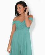 Cap Sleeve Off Shoulder Bridesmaid Dress Turquoise