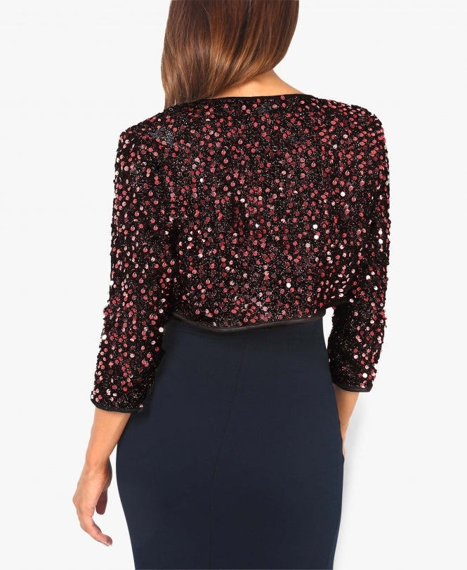 3/4 Sleeve Sequin Evening Shrug Wine