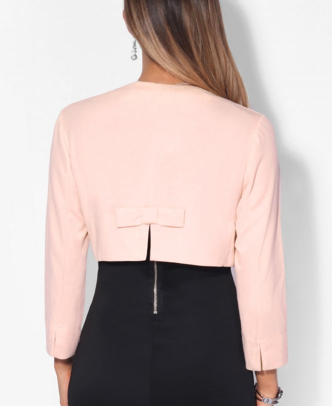 Bow Back Cropped Evening Shrug Pink