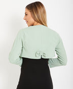 Bow Back Cropped Evening Shrug Sage Green