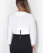 Bow Back Cropped Evening Shrug White