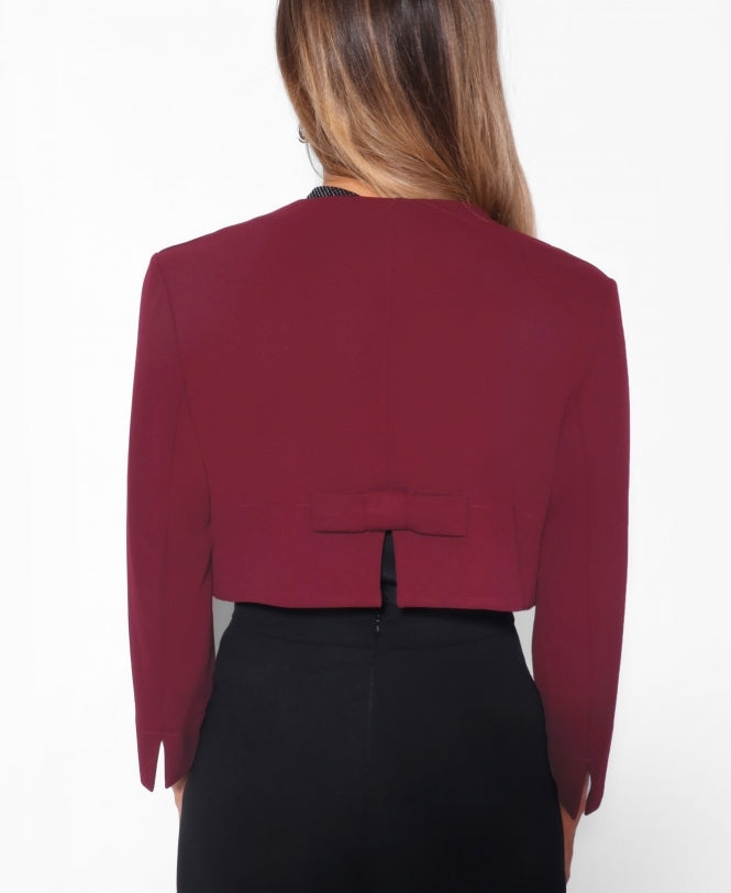 Bow Back Cropped Evening Shrug Wine