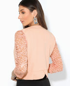 Lace Sleeve Cropped Evening Shrug Pink