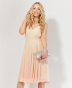 Strappy Gathered Occasion Knee Length Dress Light Pink